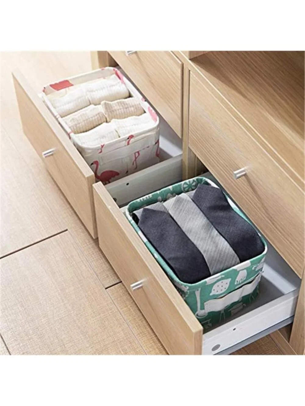 6-Pack Foldable Canvas Storage Baskets with Handle Small size collapsible